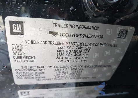 2021 Chevrolet Silverado 1500 4Wd Short Bed Ltz из США, поврежденный, VIN 1GCUYGED2MZ237038